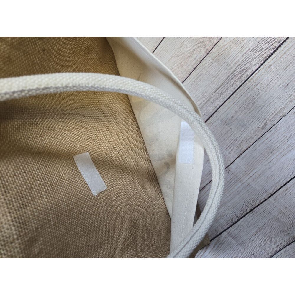 Bride Burlap tote bag‎ closure canvas handle - Picture 5 of 10